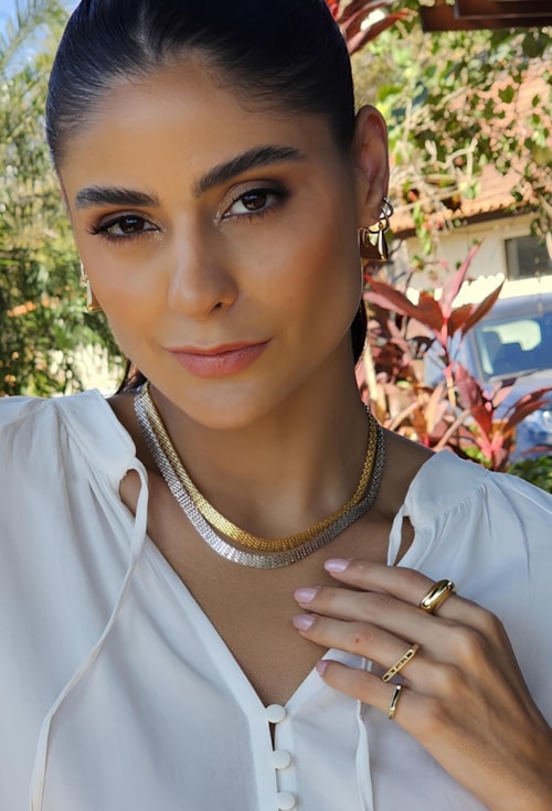 MIX COM BRINCO DE ARGOLA TRIANGULAR NO OURO l GOLD WEST 