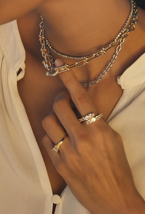 MIX DE ANÉIS LUXO COM ZIRCÔNIA l GOLD WEST