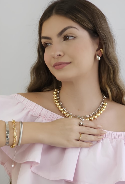 MIX COM BRINCO DE GOTA E PIERCING FAKE CROISSANT l EQUILIBRIUM WHITE COLOR