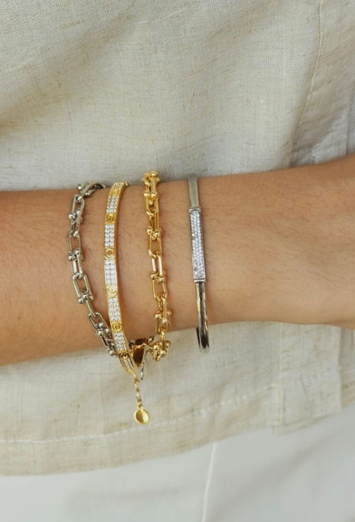 MIX COM PULSEIRAS E BRACELETES INSPIRAÇÃO CRAVEJADOS l AUTÊNTICA