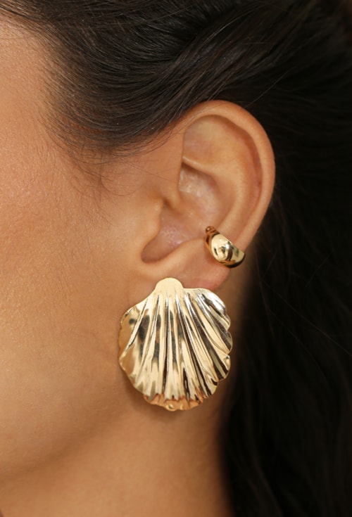 MIX DE BRINCO DE CONCHA COM PIERCING FAKE LISO l REALIZE