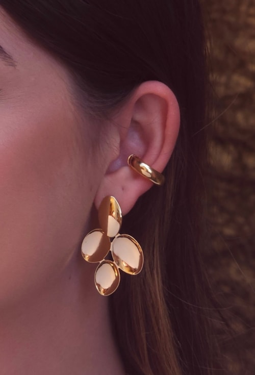 MIX DE BRINCO ORGÂNICO COLAR E PULSEIRA  OURO | LA DOLCE VITA