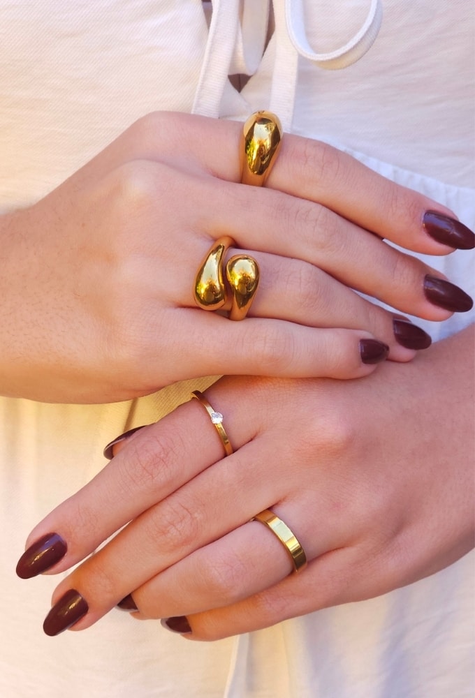 MIX DE ANÉIS CLÁSSICOS E MODERNOS INOX DOURADO I LA DOLCE VITA
