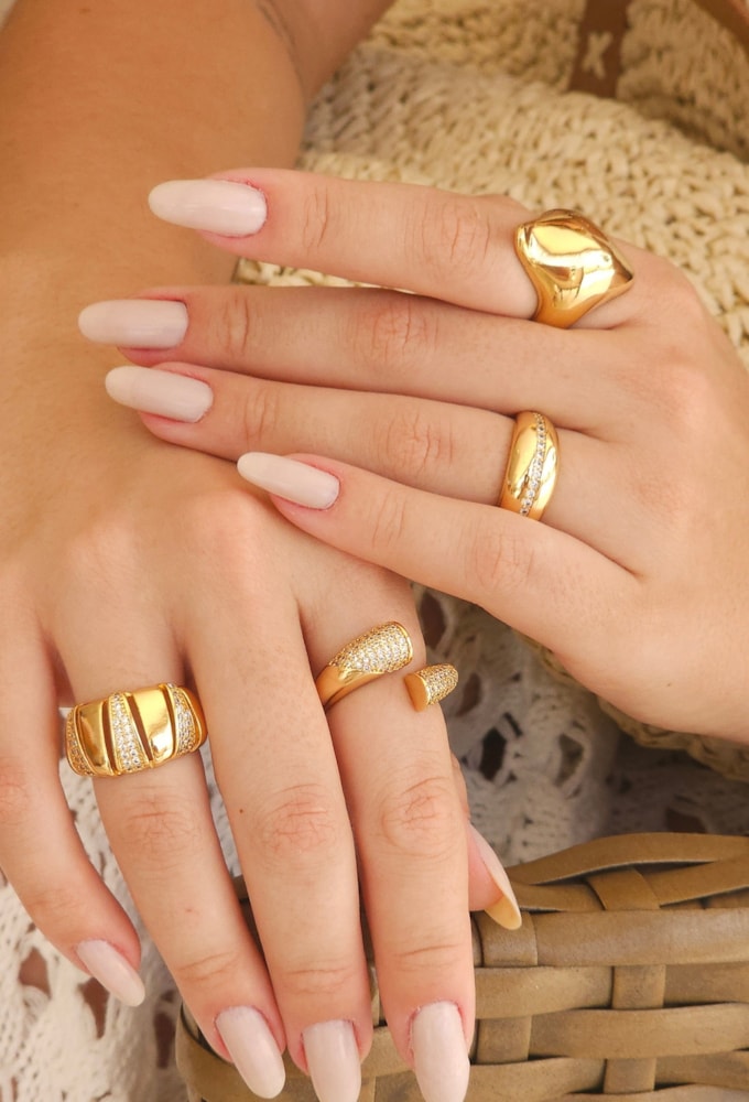 MIX DE ANÉIS LUXO CRAVEJADOS NO OURO | TROPICANA