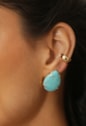 MIX DE BRINCO DE PEDRA TURQUESA E PIERCING LISO l REALIZE