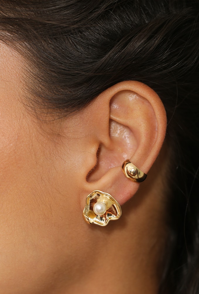 MIX DE BRINCO DE PÉROLA COM PIERCING NO OURO l REALIZE
