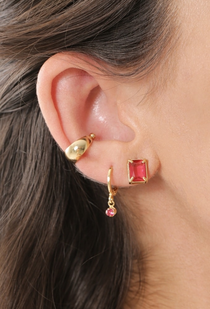 MIX DE BRINCOS RUBELITA COM PIERCING LISO NO OURO l AFETO