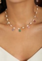 MIX DE COLAR, BRINCO E PIERCING DE PÉROLAS COM ZIRCONIAS COLORIDAS l REALIZE
