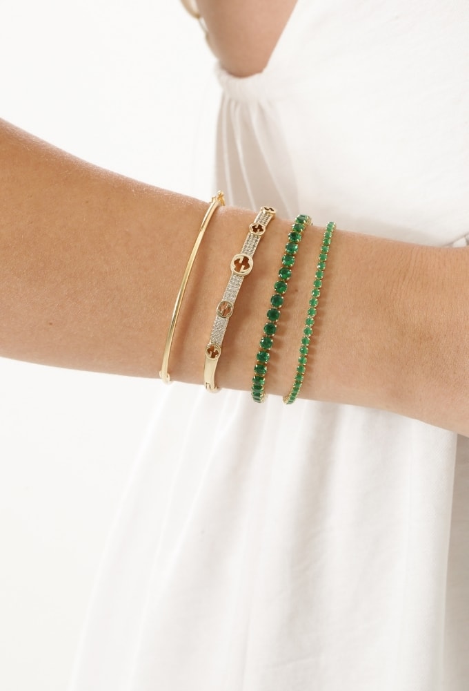 MIX DE REVIERAS ESMERALDA E BRACELETES INSPIRAÇÃO NO OURO l AFETO