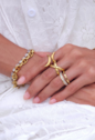 ANEL AJUSTÁVEL COM DESIGN EM X DOURADO AN559-AD