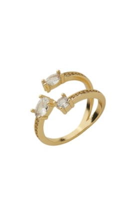 Produto ANEL AJUSTÁVEL COM ZIRCONIAS CRISTAIS NO OURO  AN498-O