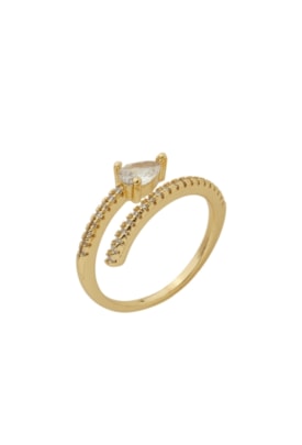 Produto ANEL AJUSTÁVEL CRAVEJADO COM ZIRCONIAS NO OURO AN494-O