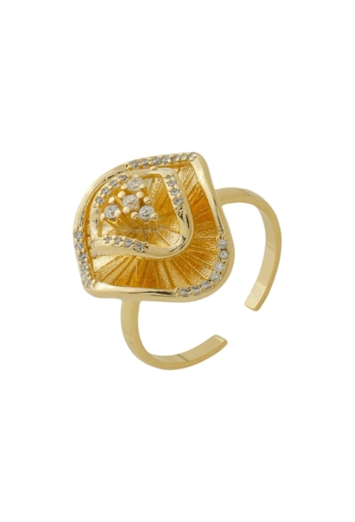 ANEL AJUSTÁVEL DE FLOR ORGÂNICA COM MICROZIRCÔNIAS AN510-O
