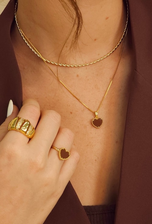 ANEL AJUSTÁVEL DELICADO DE CORAÇÃO MARROM AN524-O ANEL AJUSTÁVEL DELICADO DE CORAÇÃO MARROM AN524-O