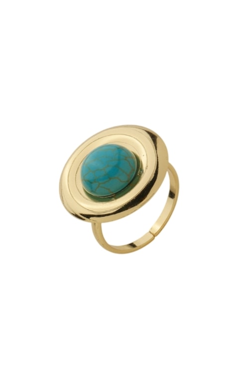 ANEL AJUSTÁVEL M COM PEDRA TURQUESA  NATURAL AN501-O ANEL AJUSTÁVEL M COM PEDRA TURQUESA  NATURAL AN501-O