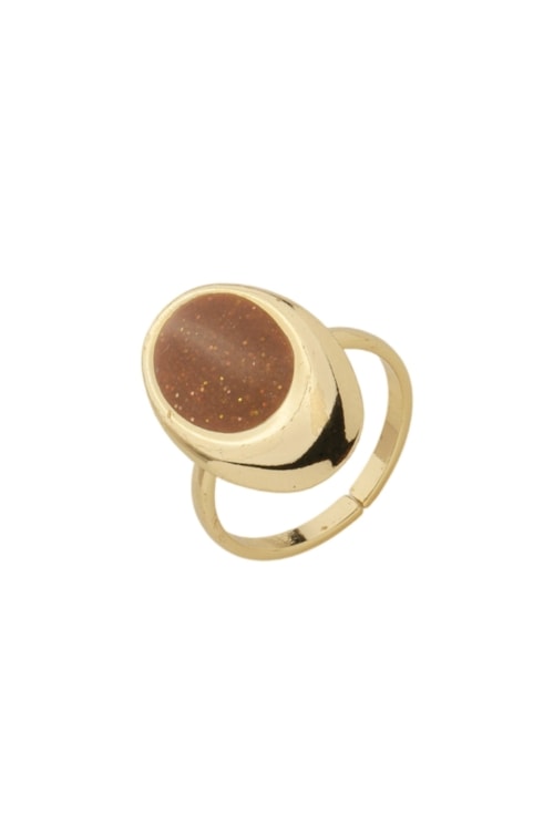 ANEL AJUSTÁVEL OVAL ESMALTADO MARROM NO OURO AN502-O ANEL AJUSTÁVEL OVAL ESMALTADO MARROM NO OURO AN502-O