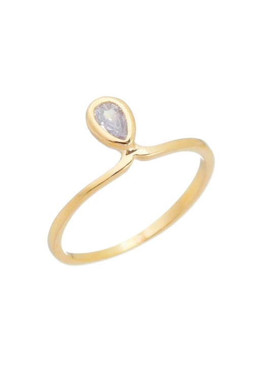 ANEL COM GOTA DE ZIRCÔNIA CRISTAL AN023-O
