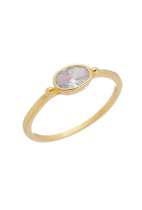 ANEL COM ZIRCÔNIA OVAL NO OURO AN034-O