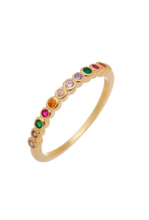 ANEL COM ZIRCÔNIAS COLORS AN077-O