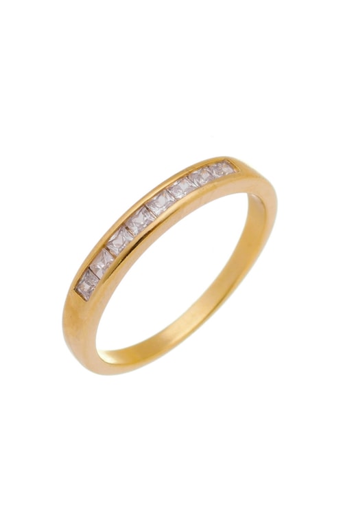 ANEL COM ZIRCÔNIAS CRISTAL NO OURO AN070-O