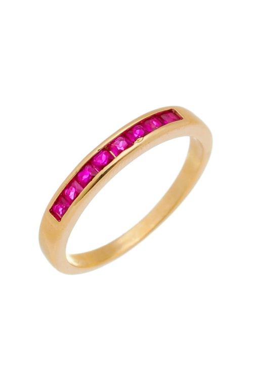 ANEL COM ZIRCÔNIAS PINK NO OURO AN070-O