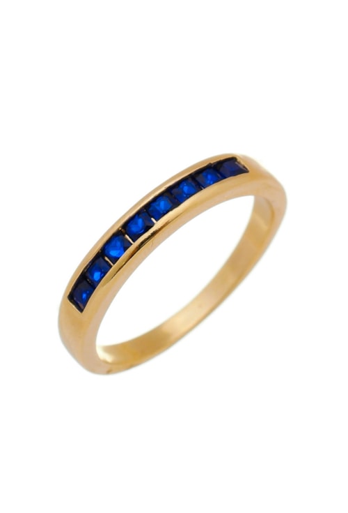 ANEL COM ZIRCÔNIAS SAFIRA NO OURO AN070-O