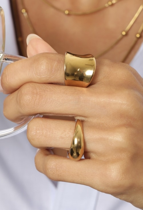 ANEL CÔNCAVO LISO AÇO INOX DOURADO AN602-AD