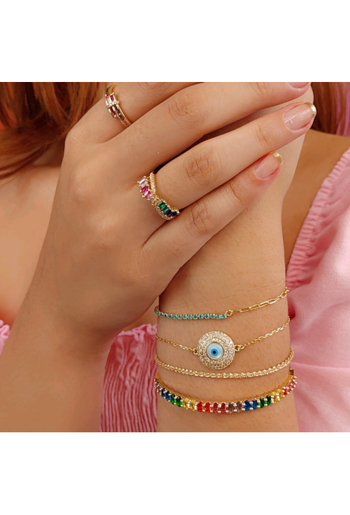ANEL CRUZADO COM BAGUETES RAINBOW AN099-O