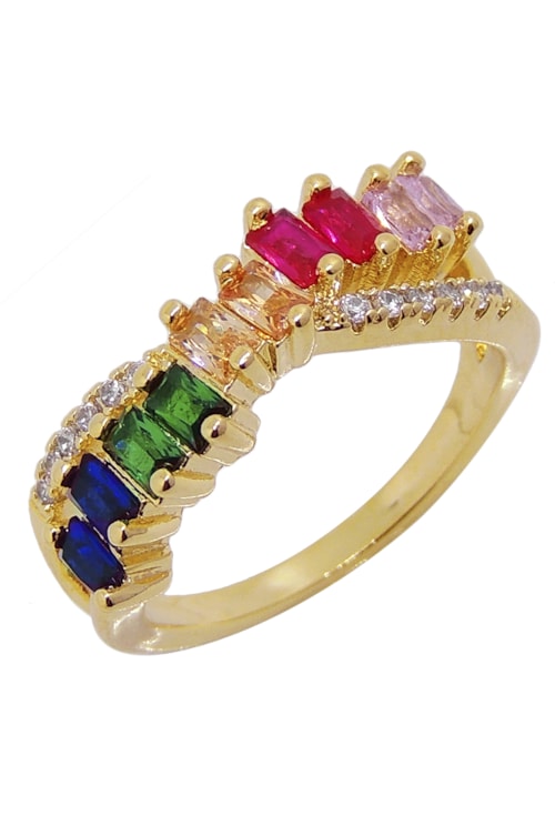 ANEL CRUZADO COM BAGUETES RAINBOW AN099-O