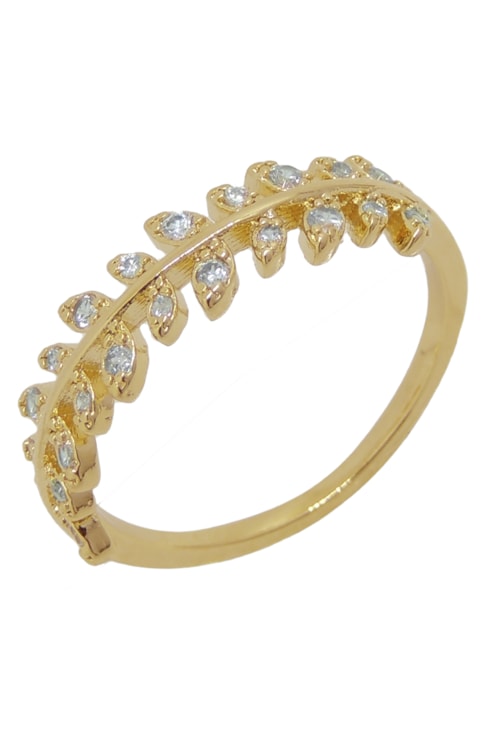 ANEL DE FOLHAS CRAVEJADAS CRISTAL AN102-O