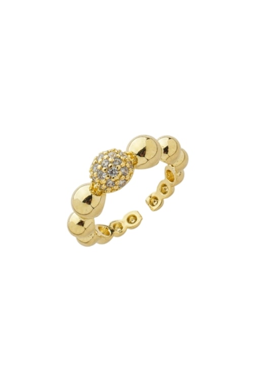 ANEL DOURADO COM BOLAS E CRAVEJADO CENTRAL AN550-O