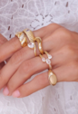 ANEL DOURADO COM PEDRA QUADRADA CRISTAL AN549-O