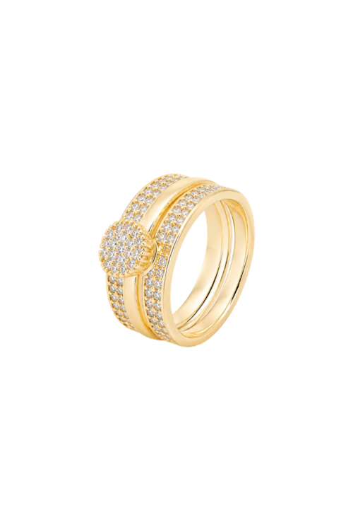 ANEL DUPLO CHUVEIRO CRAVEJADO BANHADO A OURO AN658-O