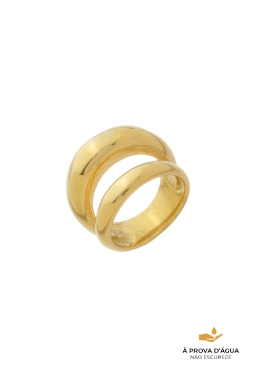 ANEL DUPLO ORGÂNICO AÇO INOX DOURADO AN614-AD