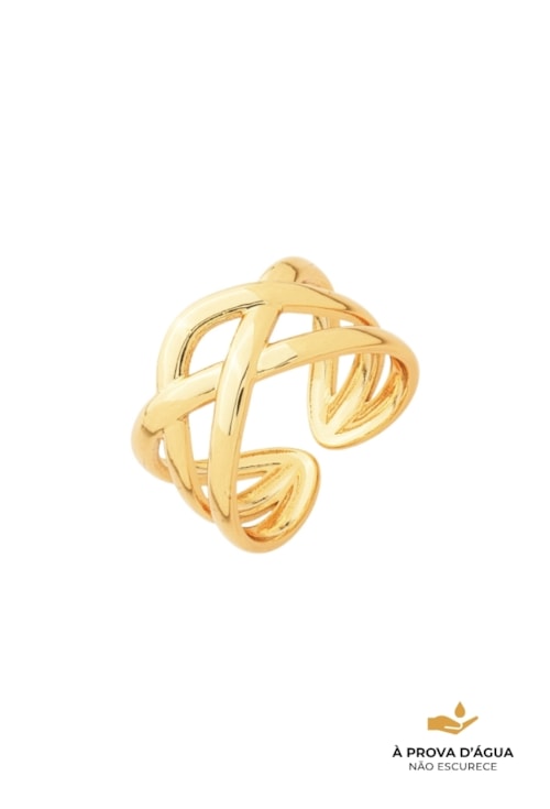 ANEL ENTRELAÇADO AJUSTÁVEL EM AÇO INOX DOURADO AN583-AD