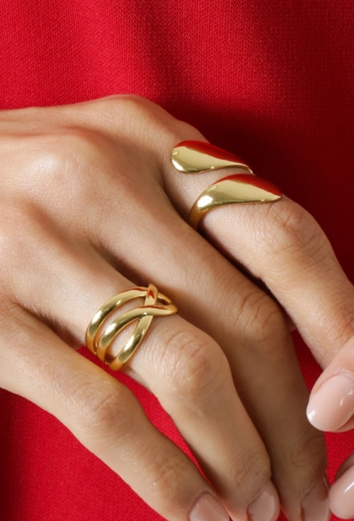 ANEL ENTRELAÇADO AJUSTÁVEL EM AÇO INOX DOURADO AN583-AD