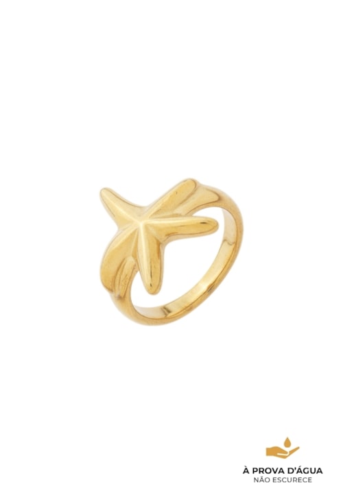 ANEL ESTRELA DO MAR EM AÇO INOX DOURADO AN577-AD