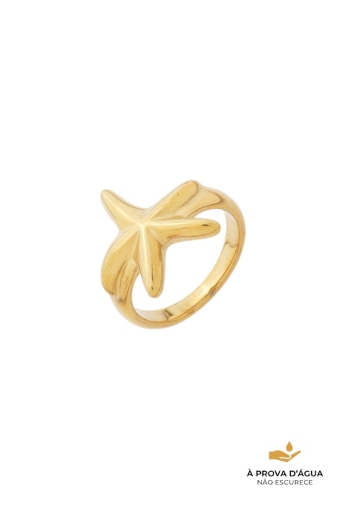 ANEL ESTRELA DO MAR EM AÇO INOX DOURADO AN577-AD