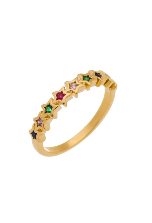ANEL ESTRELAS COM PEDRAS COLORS CRAVEJADAS AN151-O