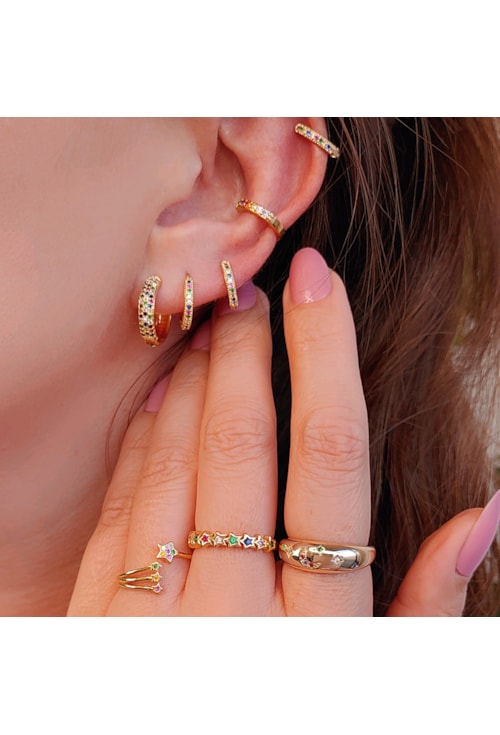 ANEL ESTRELAS COM PEDRAS COLORS CRAVEJADAS AN151-O
