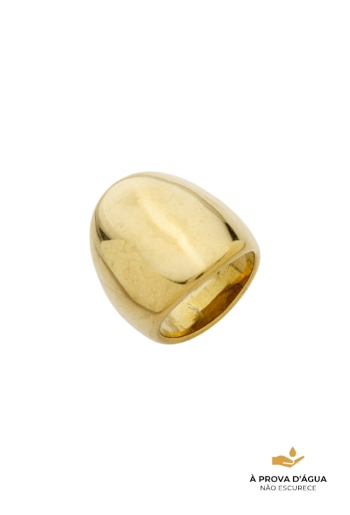 ANEL GROSSO OVAL AÇO INOX DOURADO AN617-AD