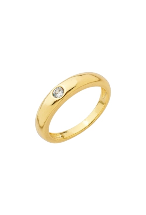 ANEL LISO COM ZIRCÔNIA CENTRAL OURO AN608-O