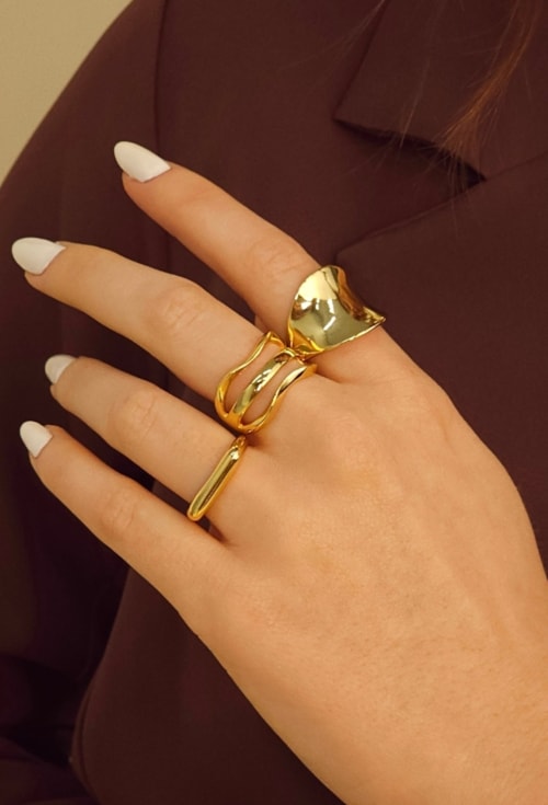 ANEL LISO CURVADO NO OURO AN528-O