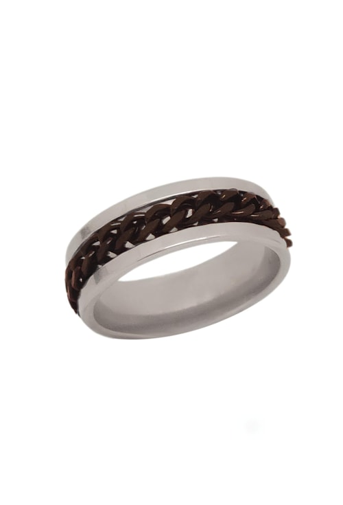 ANEL MASCULINO DE AÇO INOX COM CORRENTE AN459-A ANEL MASCULINO DE AÇO INOX COM CORRENTE AN459-A