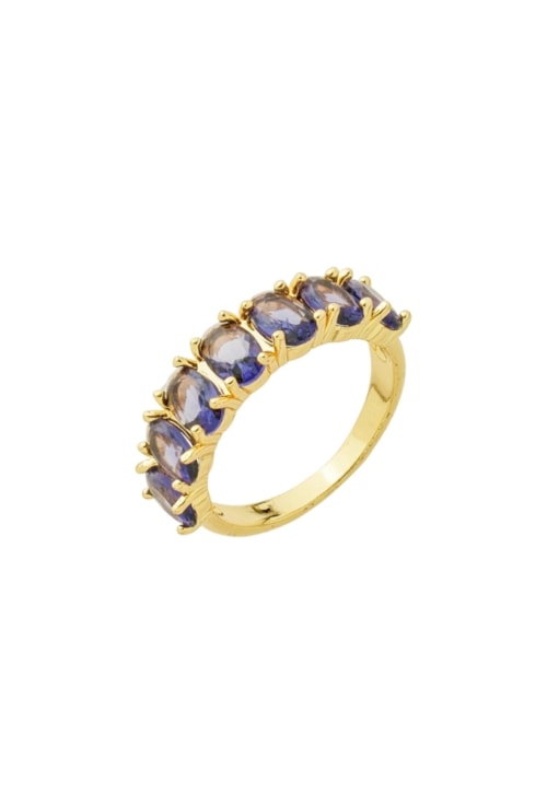 ANEL MEIA ALIANÇA OVAL AMETISTA OURO AN611-O