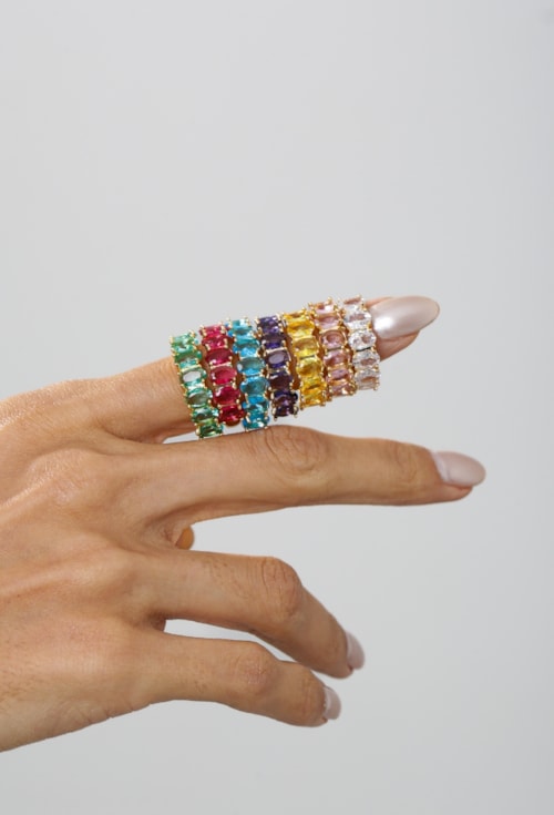 ANEL MEIA ALIANÇA OVAL CRISTAL KUNZITA OURO AN611-O