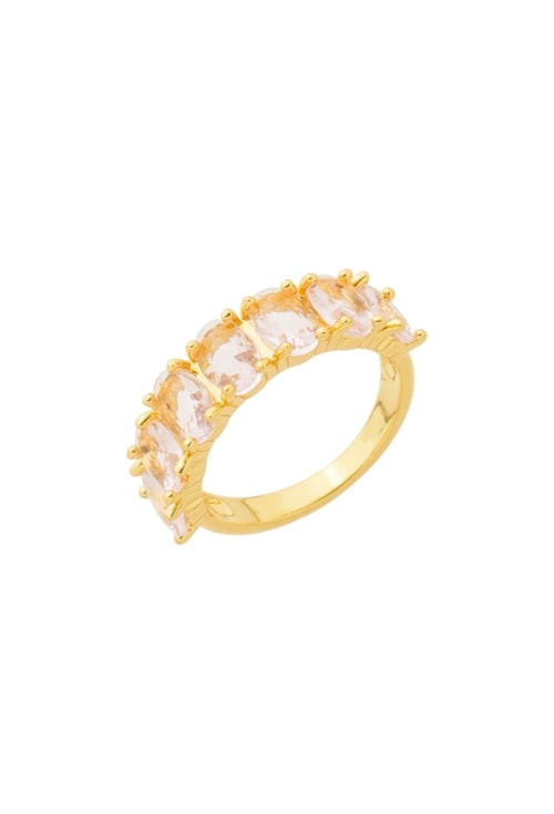 ANEL MEIA ALIANÇA OVAL CRISTAL KUNZITA OURO AN611-O