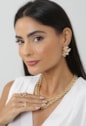 ANEL MEIA ALIANÇA OVAL CRISTAL OURO AN611-O