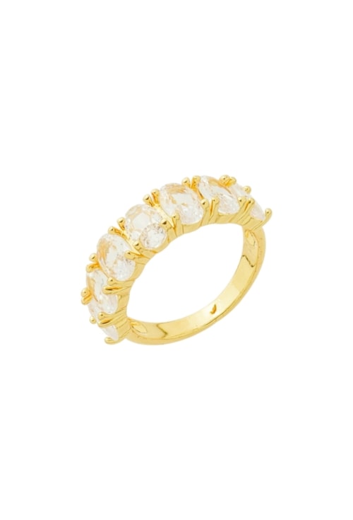 ANEL MEIA ALIANÇA OVAL CRISTAL OURO AN611-O