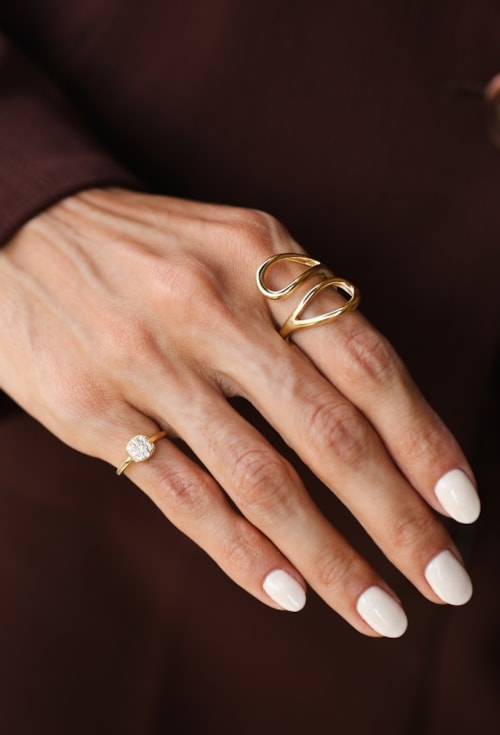 Anel Orgânico Vazado Ajustável Ouro 18k 10 Milésimos AN606-O